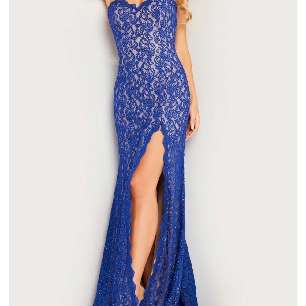 Strapless Royal Blue Lace Dress